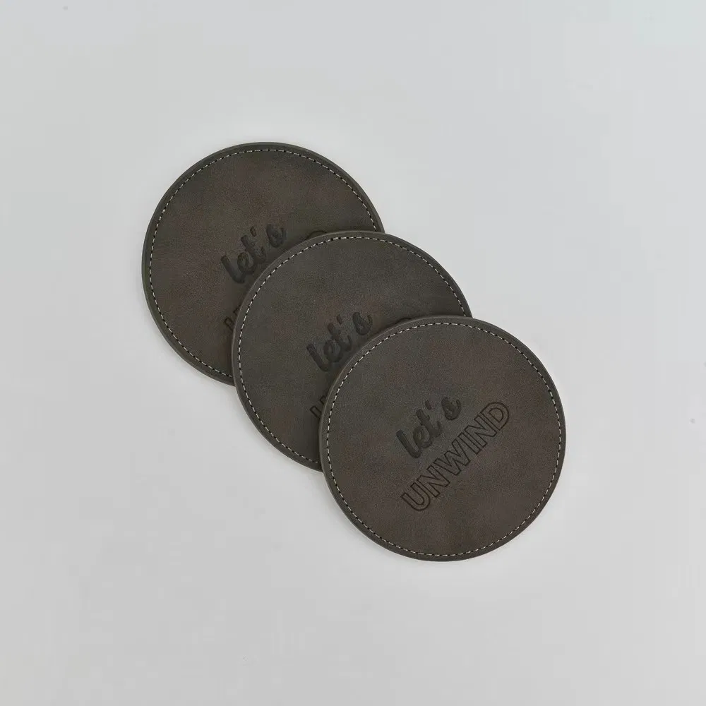 PU Coaster, 10 * 10, Hot Stamping, Silk Screen Logo