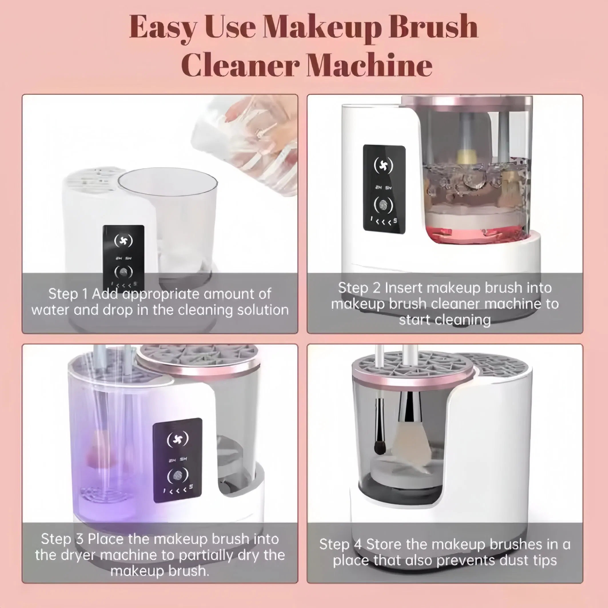 Cosmetic Brush Cleaner Machine Dry Wet Separation Makeup Brush Cleaner