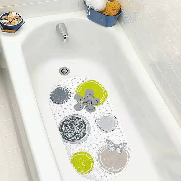 Snow Mountain Anti-Slip Suction Bathroom Mat Customized Pattern Waterproof PVC Bath Mat