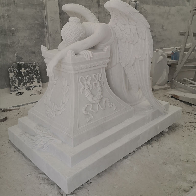 Graveyard Memorial Gravestone Stone Monument Marble Stone Praying Angel Sculpture Tombstone
