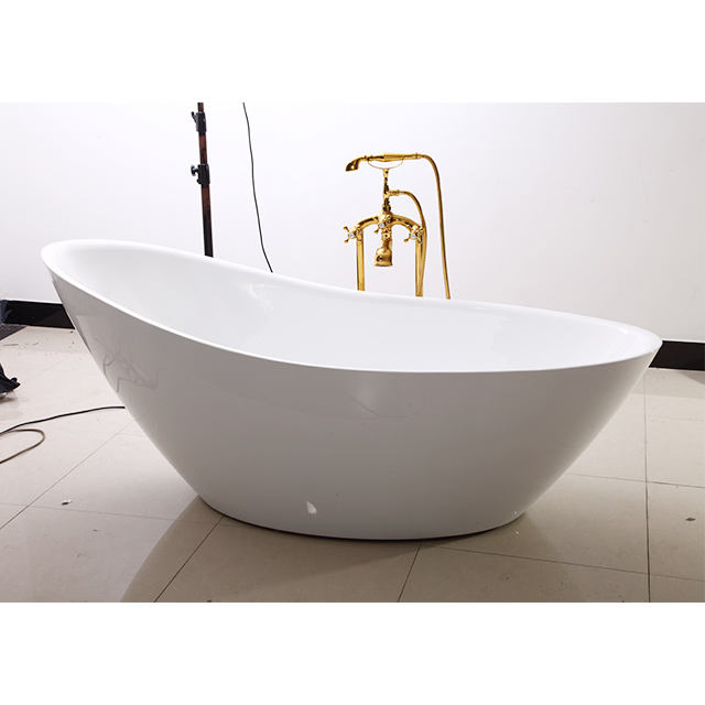 Proway White Acrylic Freestanding Bathtub Hot Tub for Bathroom