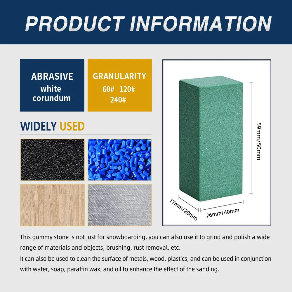 Soft Ski Gummy Stone Grinding Rubber Gummy Abrasive Block Stone Snowboard Ski Stone for Removing Burrs