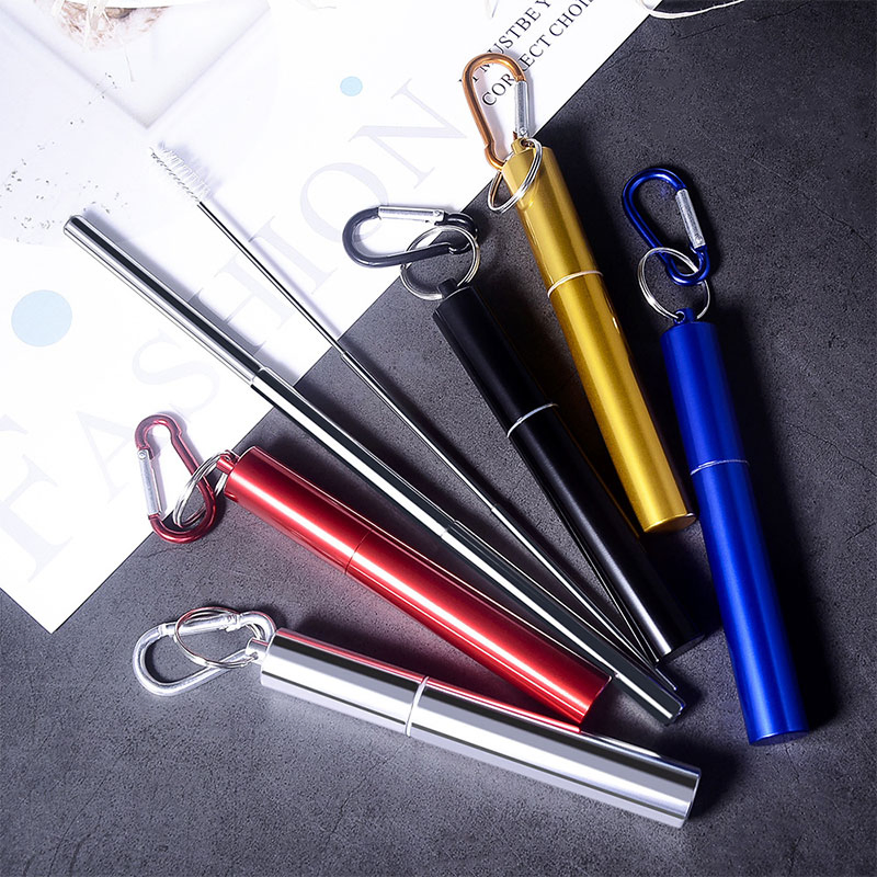 Stainless Steel Straw Set with Brush for Drinking Bar Tools Drinking Straw