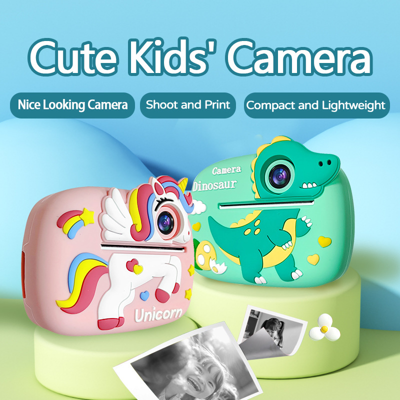 USB Charging Dinosaur Unicorn 2.4-Inch Screen Children's Printing Camera