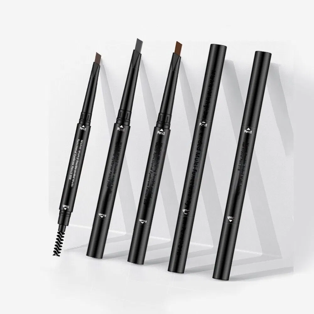 Dual Head Triangular Core Eyebrow Pencil with Ultra Fine Tip and Soft Brush