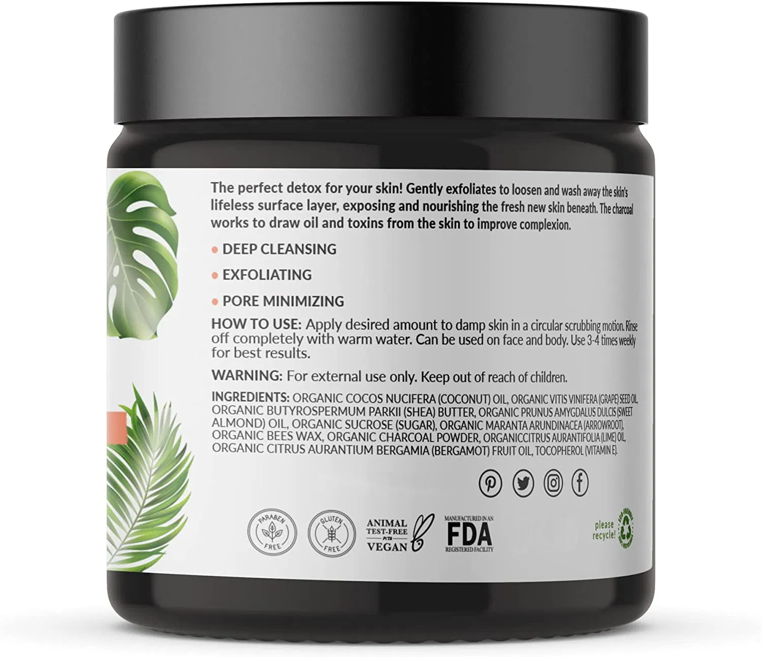 Organic Activated Charcoal Body Scrub for Silky Smooth Skin