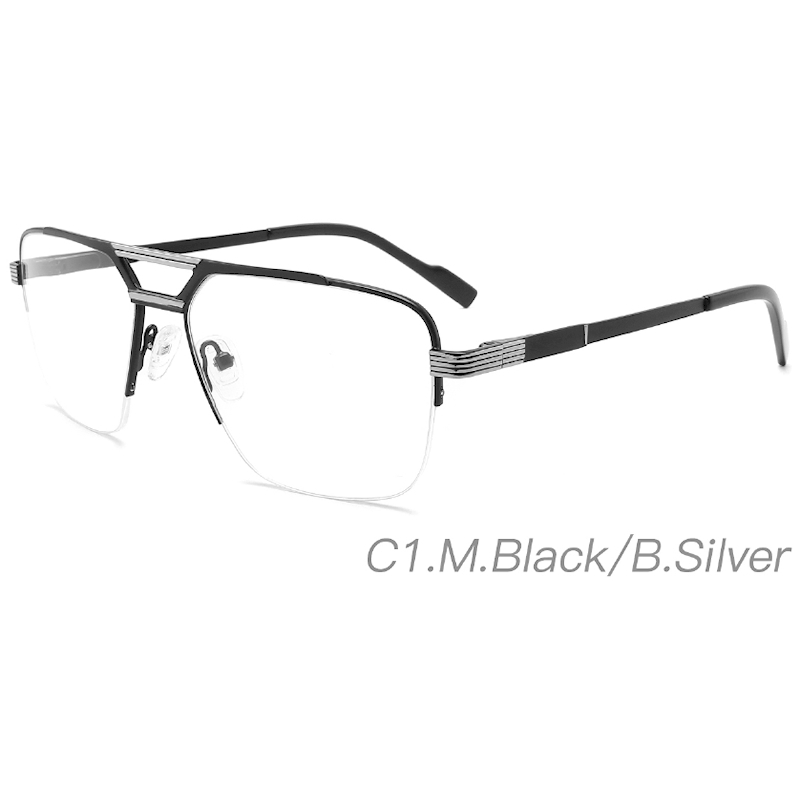 New Fashion Metal Half Frame Classic Metal Hingeanti Blue Light Thick Lenses Presbyopia Glasses