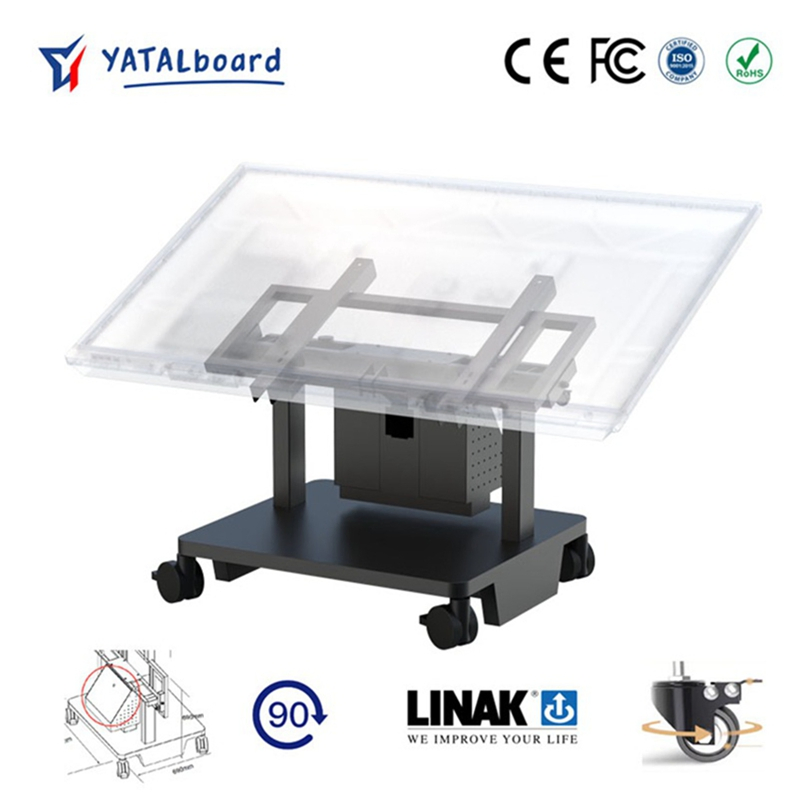 Floor Standing Electric Lift Mobile TV Stand with Wheels for Interactive Flat Panel