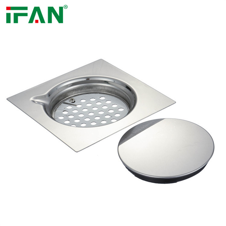 Ifan Wholesale Hot Selling Bathroom Stainless Steel Brushed Silver Square Shower Drainer Linear Floor Drain