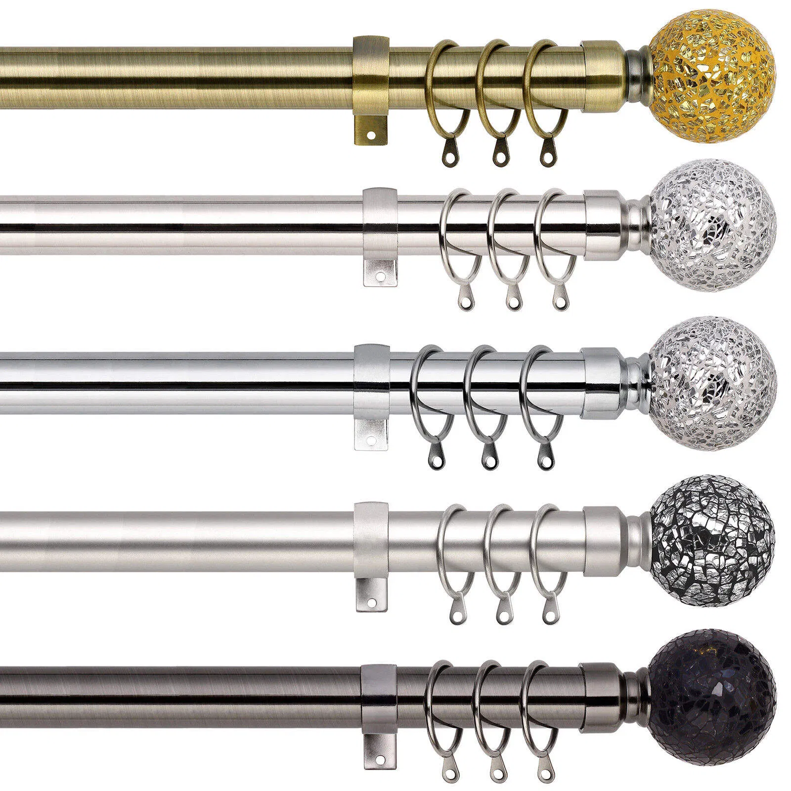 Classic Curtain Rod Set with Ball Shape Designed Finials Curtain Pipes and Accessories Hodbacks