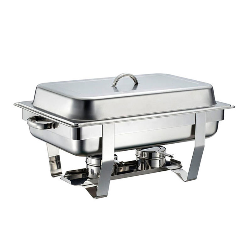 Factory Supply 9L Buffet Chafing Dish Food Warmers Display Rectangular Stainless Steel Goldplated Chaffing Dishes Wholesale