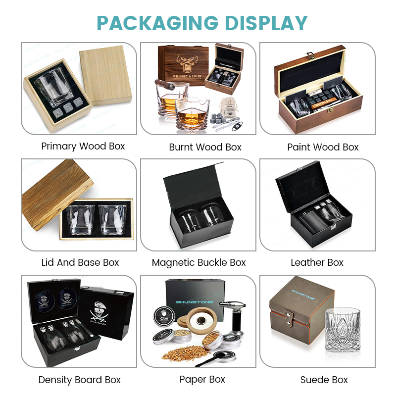 Custom Whiskey Wine Glasses Gift Set with Stainless Steel Chilling Ball Barware Birthday Christmas Gift Shunstone Supplier