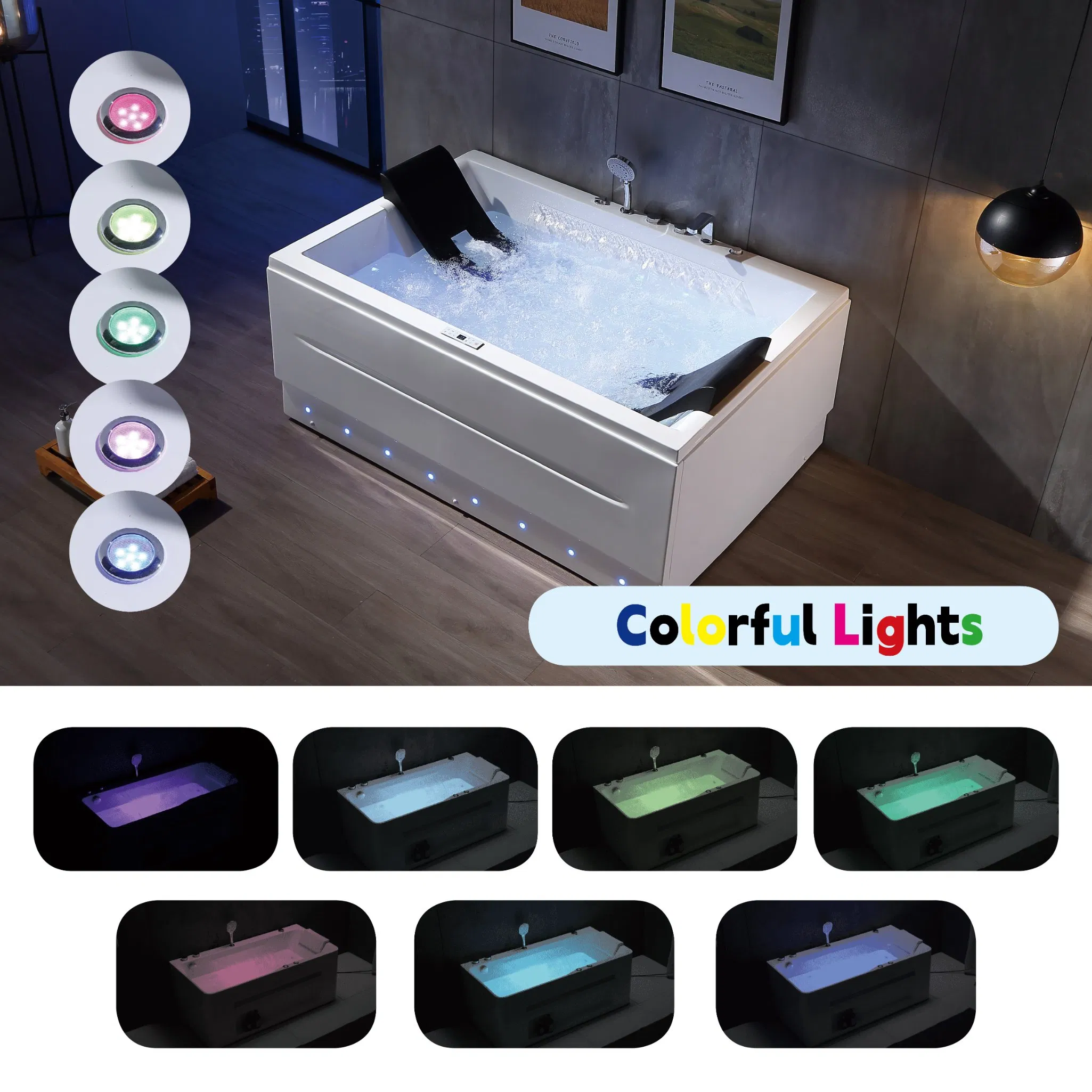 Угловая акриловая ванна SPA с гидромассажем и подсветкой