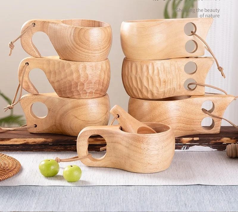 Scandinavian Style Coffee Tea Dutch Mug Handmade Outdoor Camping Hiking Acacia Cups