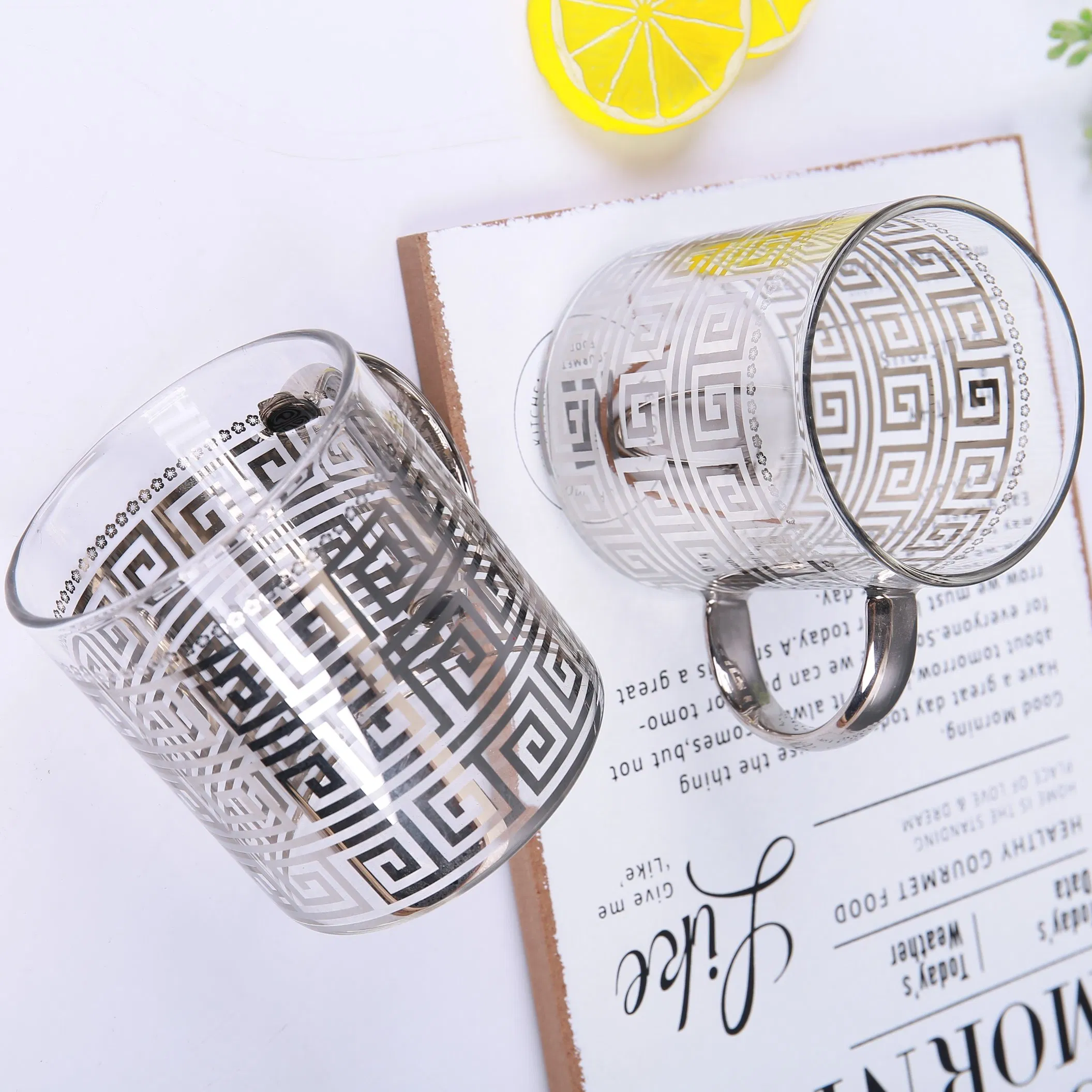 Wholesale Custom Glass Cup Gold Plating Decal Glass Beer Mug