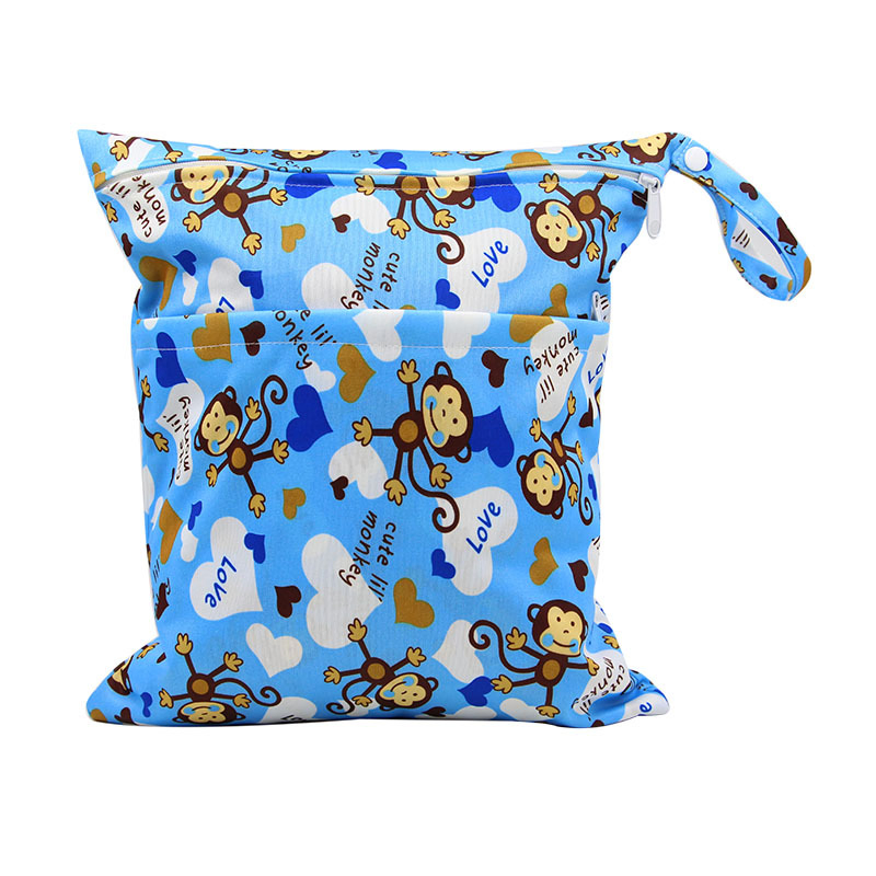 Cross-Border Double-Zipper Hand-Held Waterproof Diaper Bag, Portable Multi-Functional Baby Diaper Storage Bag