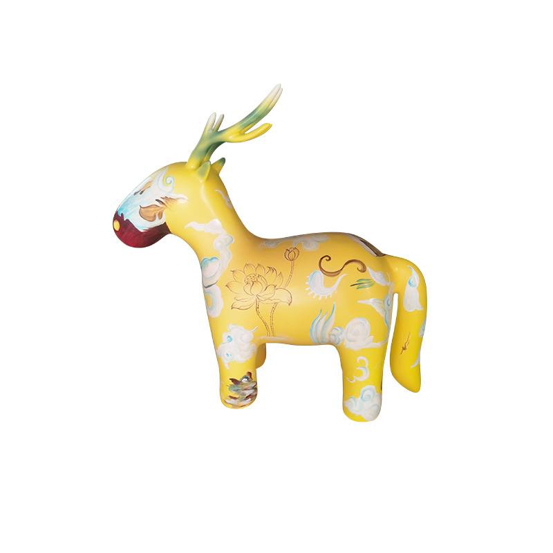 Customizable Outdoor Lifelike Animal Ornaments Fiberglass Painted Oil Barrel Horse Sculptures