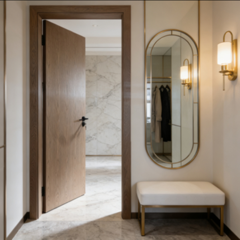 Custom Designed Elegant Finish Fireproof Hospital Corridor and Ward Secure Wooden Door