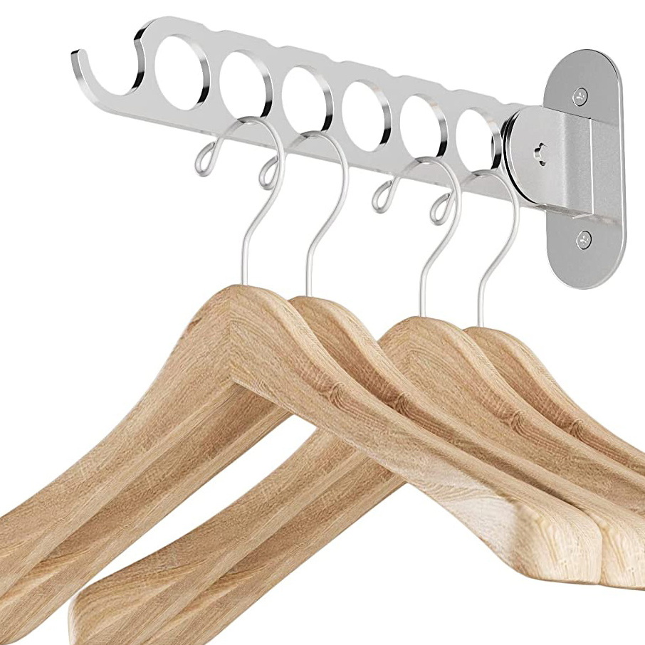 Wall Mounted Home Laundry Hanger Dryer Rack with 6 Hooks Clothes Racks for Hanging Clothes