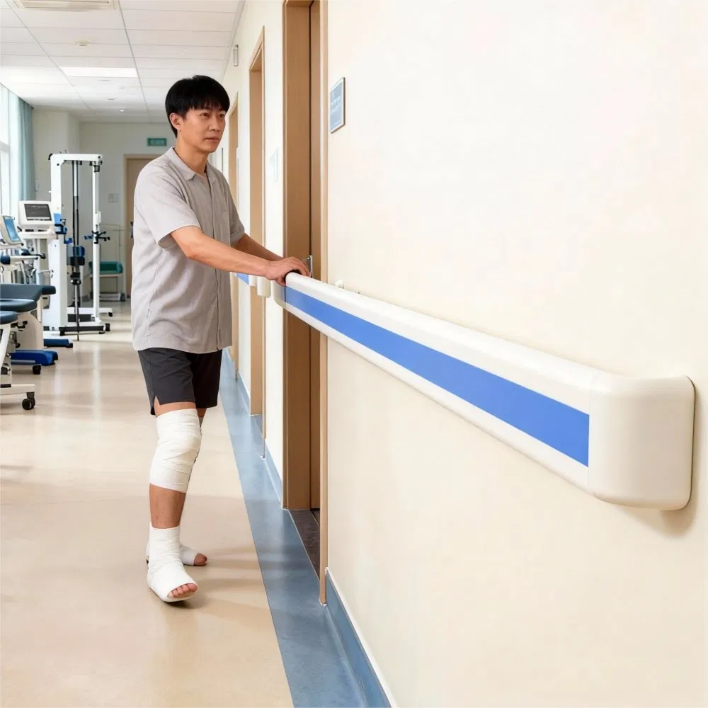 Hospital Handrail Mounted on Wall for Medical Facility Hallway and Corridor