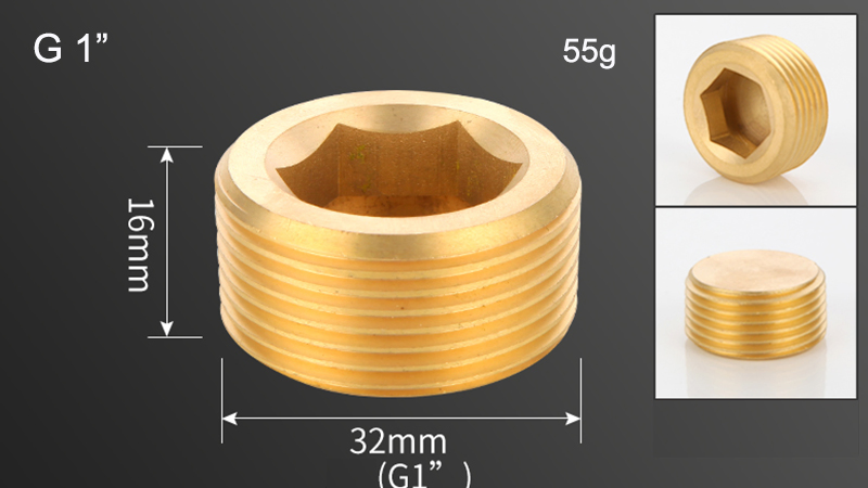 Hex Socket Drive Threaded Screw Type Water Pipe Stopper Plug