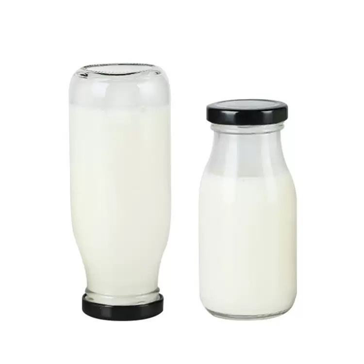 200ml Milk and Juice Bottles, Transparent Glass Old Yogurt Bottles
