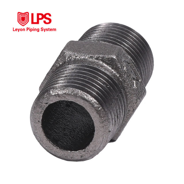 Leyon FM UL Fire Protection System Fire Fighting Fire Sprinkler System Pipe Fitting Black Hexagon Nipple