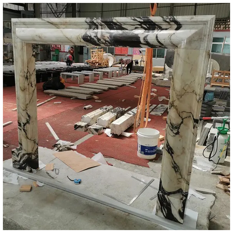 Modern Contemporary Calacatta Viola Marble Fireplace