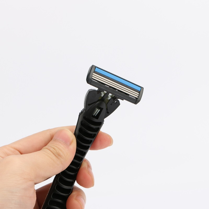 Customized Rubber Handle Razor 3 Blade Shaving Razor Private Label Package Three Blades Razor