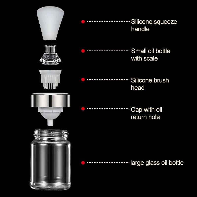 Silicone Oil Brush Bottle Kitchen BBQ Oil Brush Dispenser Not-Leaking Barbecue Grill Honey Liquid Baking Pastry Pancake Brush