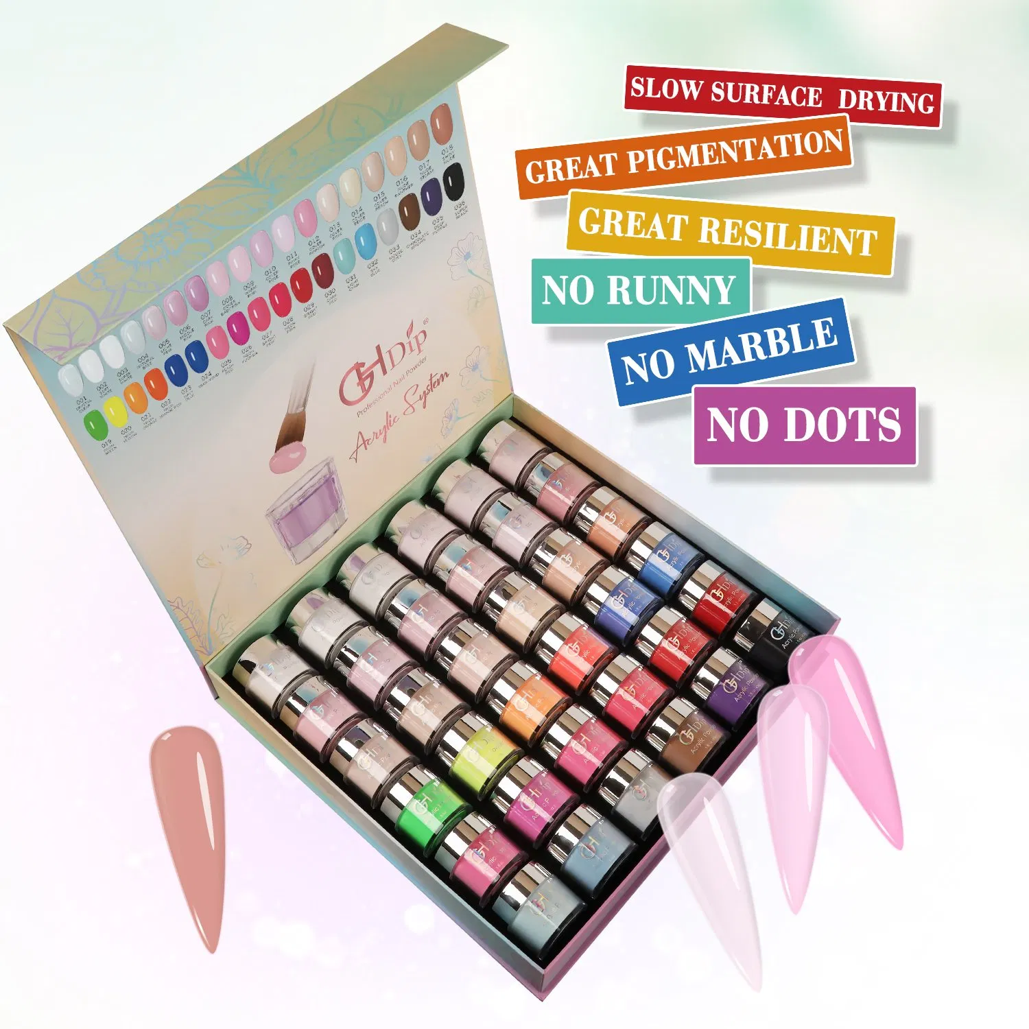 Factory Wholesale Clear Pink Nude 36 Basic Colors Acrylic Powder Nail Kit