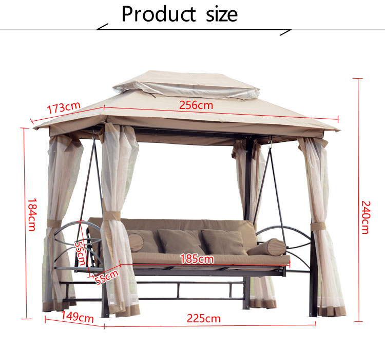 Качели садовые 3-местные с навесом для дачи патио