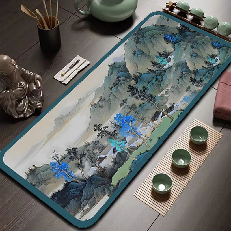 Chinese Style Tea Towel Table Flag-Tea Napkin, Quick-Drying Tea Mat, High-End Long Tablecloth, Wash-Free Zen Tea Napkin for Home Use