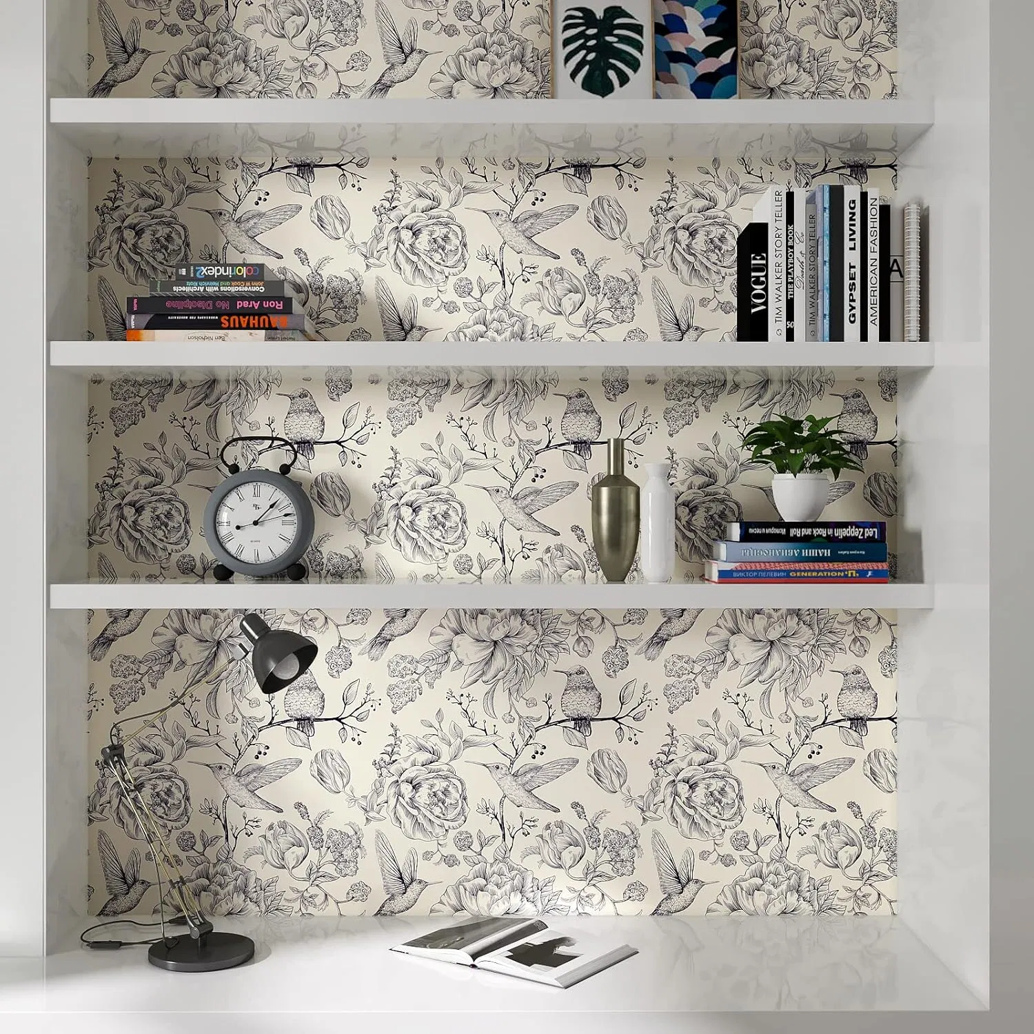 Silver Peel and Stick Removable White Contact Wallpaper
