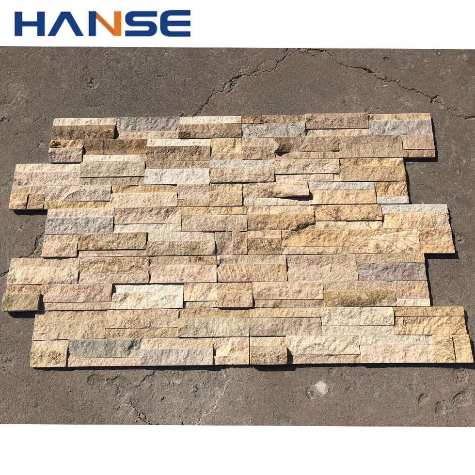 Yellow Split Face Stone Slate for Interior House Cladding for Building Material/Interior/Exterior Wall