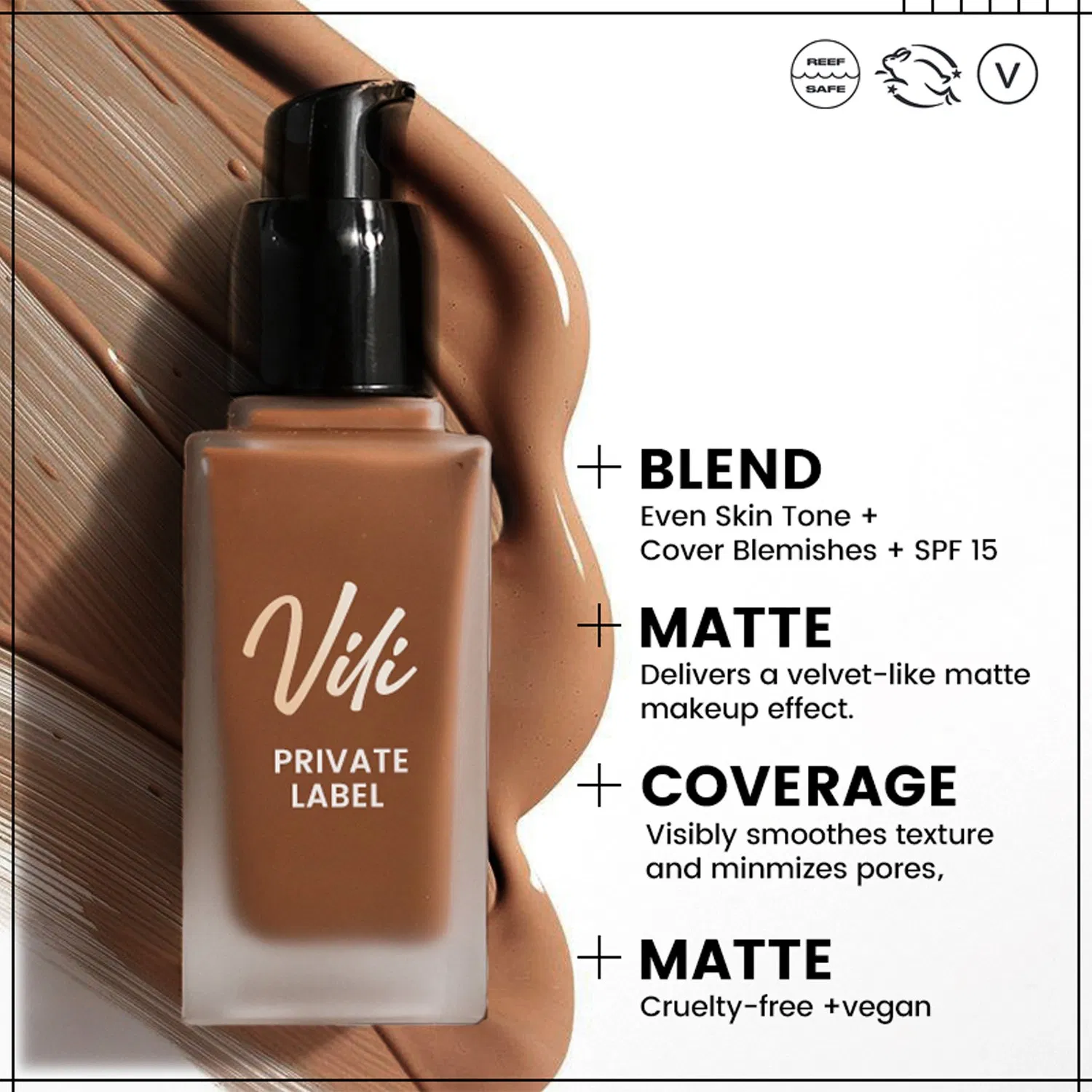 Non Irritating Custom Liquid Matte Effect Foundation for Wedding