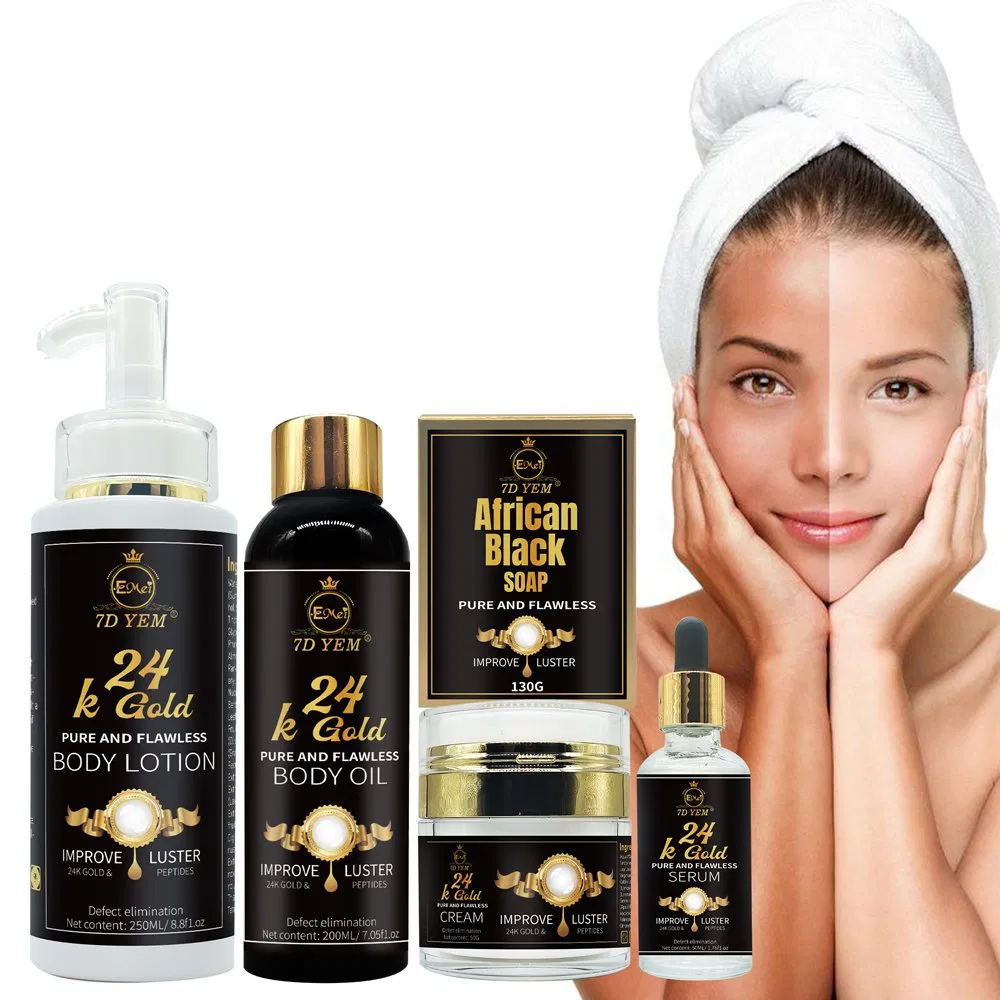 Best Skin Whitening Kits Skin White Glutathione 24 K Gold Skin Whitening Series Whitening Sets for African People Skin