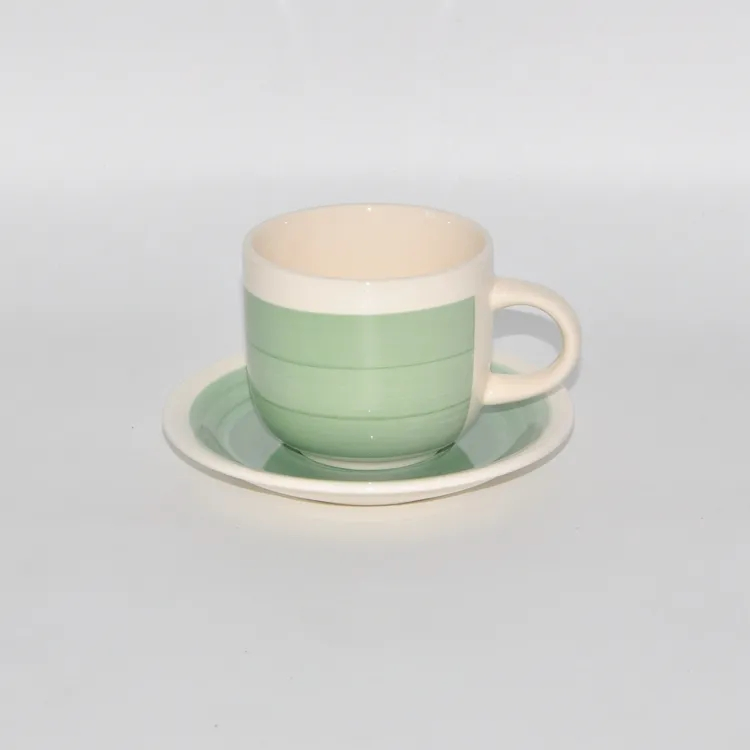 Ceramic Hand Painted Cup and Saucer Handmade Porcelain Coffee Cup
