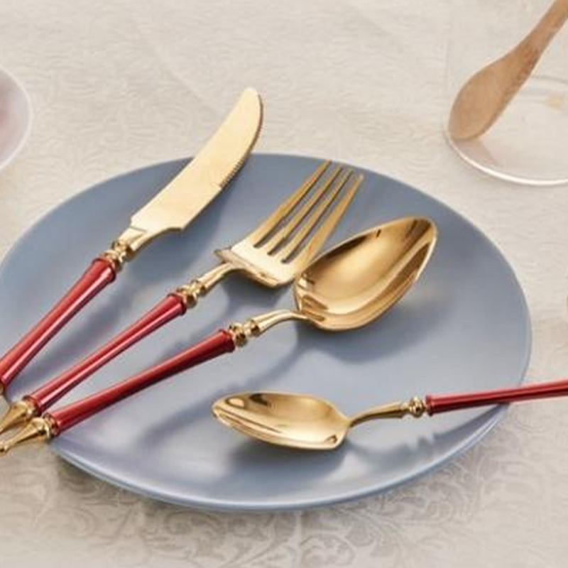 Luxury Wedding Gold Steak Knife Fork Spoon Restaurant Flatware Tableware Cutlery Sets