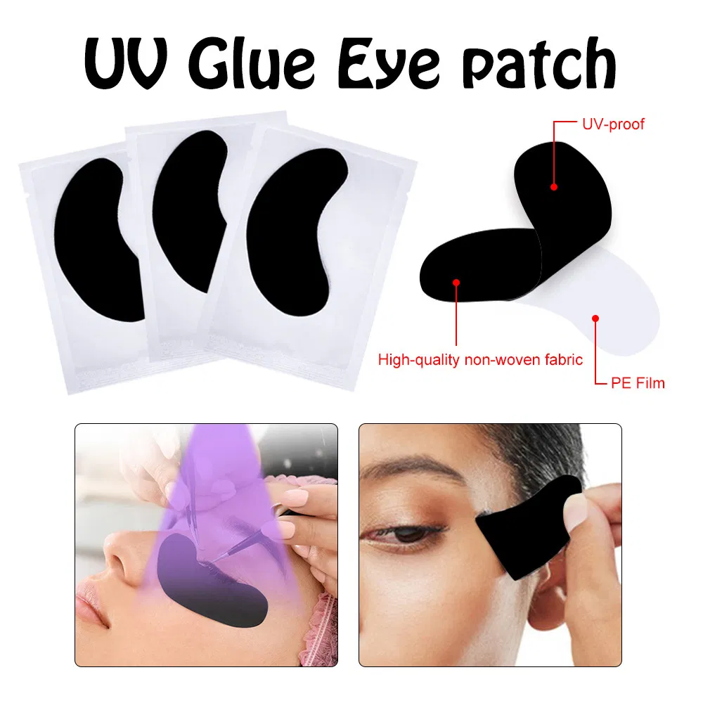 Eyelash Extension UV Glue Eye Pad UV LED Lamp Disposable Lint-Free Gel Anti UV Under Eyepads Black Eye Patches