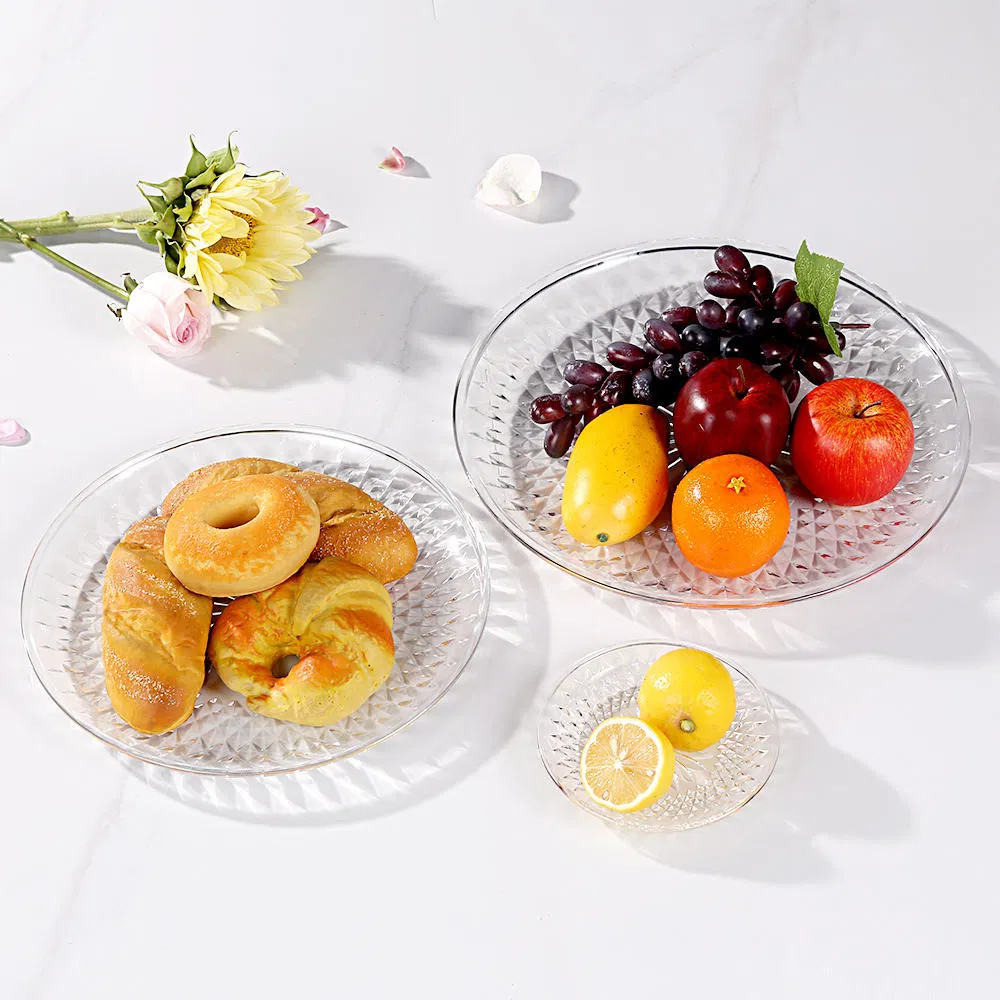 Plastic Fruit Plate - Diamond Pattern Lightweight Stackable Serving Platter