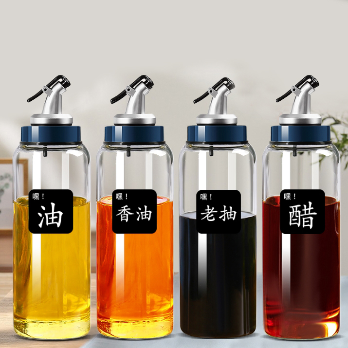 Wholesale Cooking Olive Oil Glass Bottles 100ml 250ml 500ml Empty Transparency Round Vinegar Sauce Bottles with Metal Caps