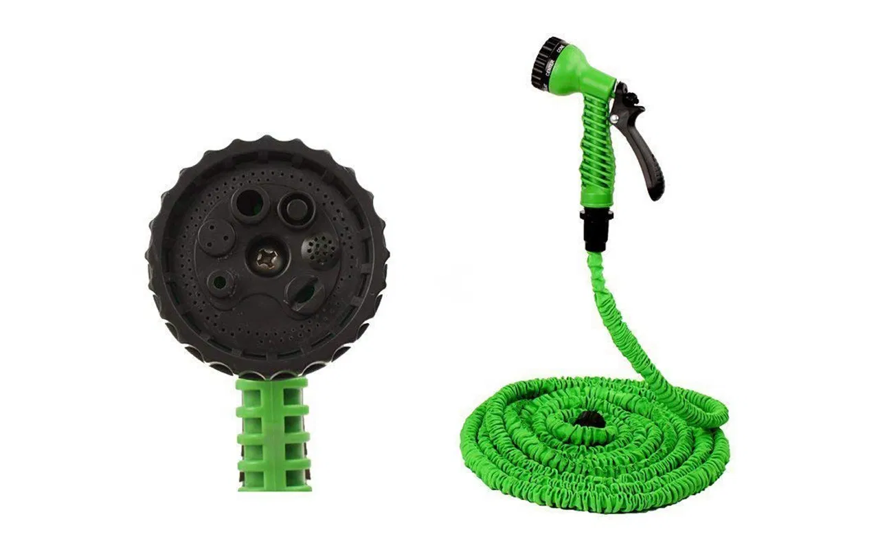 Expandable Flexible Plastic Hose with Spray Garden Magic 7-in-1 Nozzle Wbb12844
