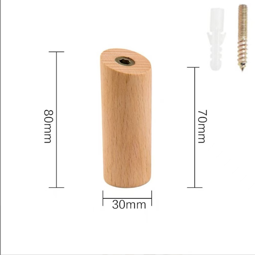 Round Wooden Clothes Coat Hanger Hook