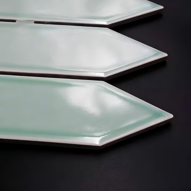 Green Hexagon Glazed Water Resistant Ceramic Mosaic Tile Modern Interior Wall Tile