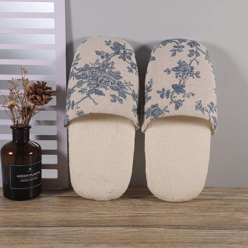 Embroidery Hotel Coral Fleece Slipper Disposable Slippers for Hotel Guests Slipper