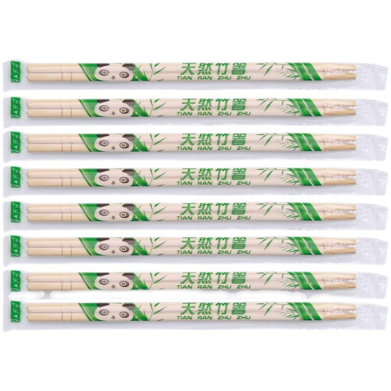 Natural Bamboo OPP Wrapped Disposable Round Twin Bamboo Chopsticks Personalized Chopsticks with Logo