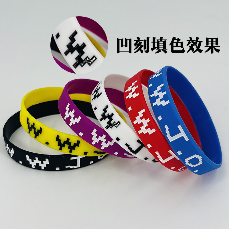 Wwjd Sports Silicone Wristbands with Engraved Characters and Color Filling, Men's and Women's Rubber Wristbands, Custom Personalized Silicone Wristbands