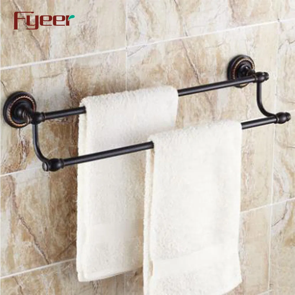 Двойной полотенцедержатель Fyeer Black Series, латунь