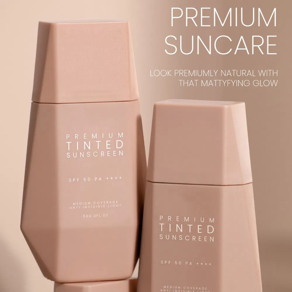 Private Label Make up Base UV Clear Face Sunscreen SPF 50+ Oil Free Tinted Sun Screen with Zinc Oxide
